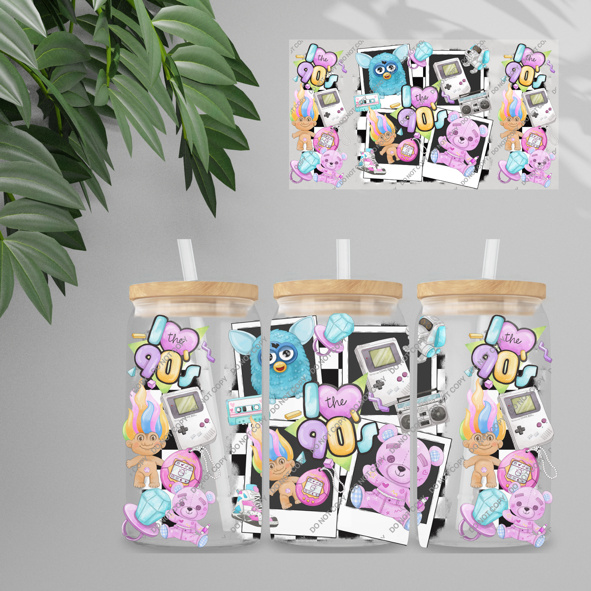 Double Sided UVDTF Wrap | 16oz Tumbler Transfer | 24cm x 11cm | characters 120