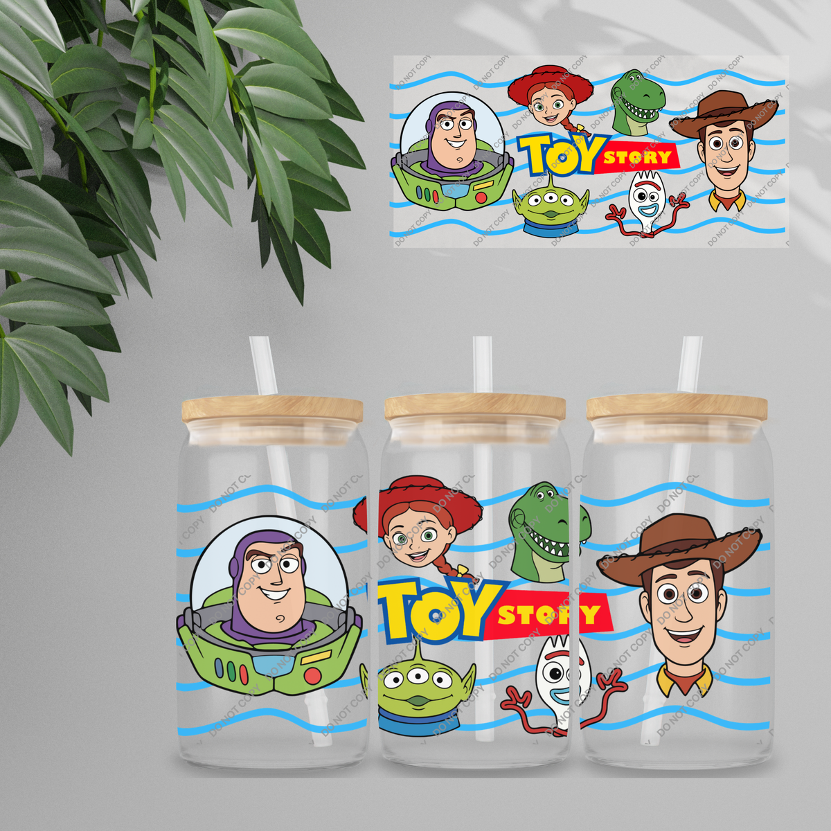 Double Sided UVDTF Wrap | 16oz Tumbler Transfer | 24cm x 11cm | characters 123
