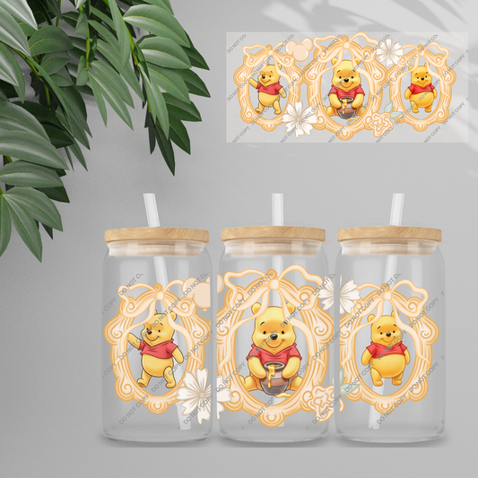 Double Sided UVDTF Wrap | 16oz Tumbler Transfer | 24cm x 11cm | Honey Bear & Friends | 122