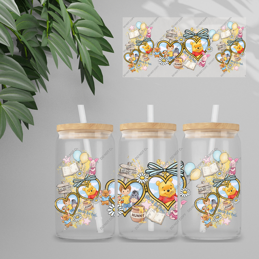 Double Sided UVDTF Wrap | 16oz Tumbler Transfer | 24cm x 11cm | Honey Bear & Friends | 127