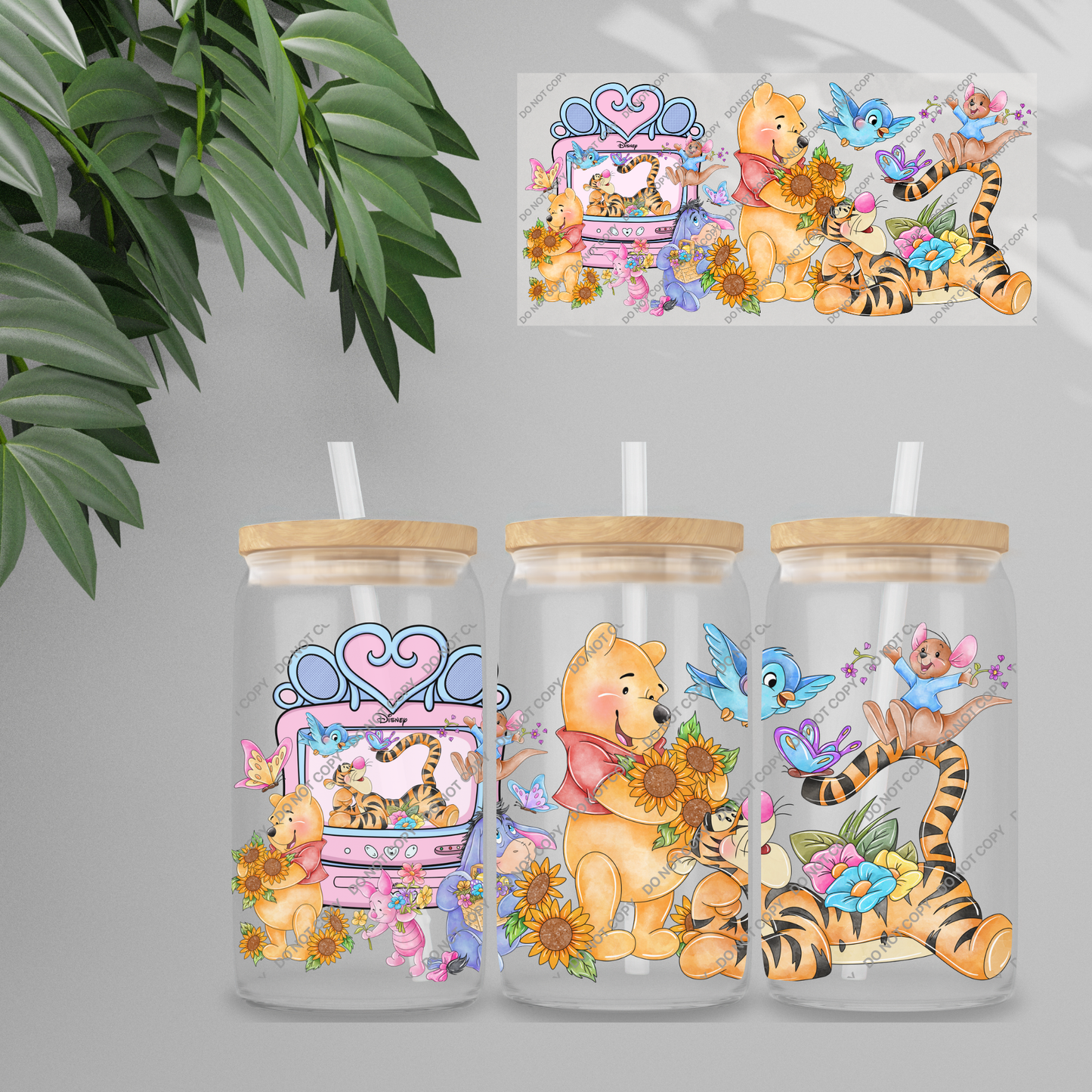 Double Sided UVDTF Wrap | 16oz Tumbler Transfer | 24cm x 11cm | Honey Bear & Friends | 126