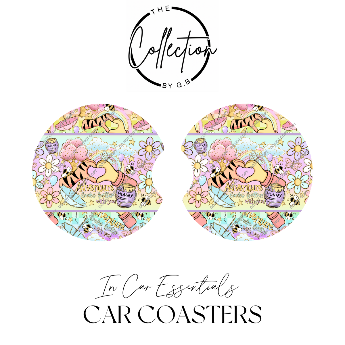 Neoprene Car Coaster Set | Absorbent Cup Holder Protectors | Stylish Car Accessory | Design 106