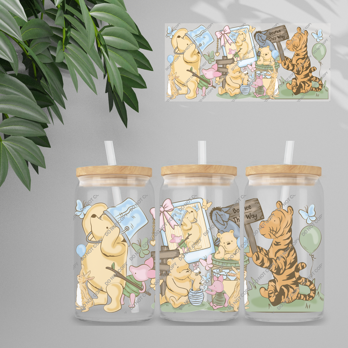 Double Sided UVDTF Wrap | 16oz Tumbler Transfer | 24cm x 11cm | Honey Bear & Friends | 128