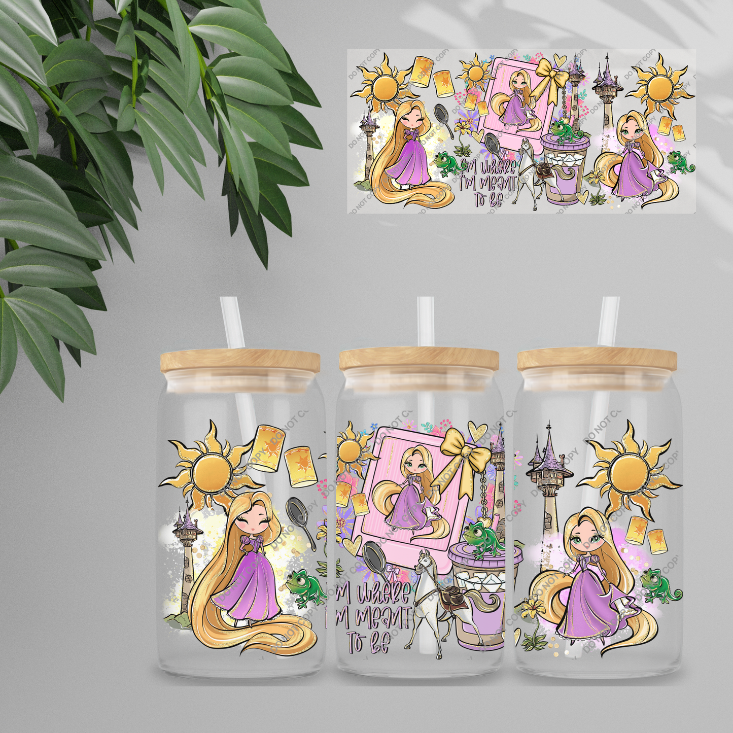 Double Sided UVDTF Wrap | 16oz Tumbler Transfer | 24cm x 11cm | characters 180