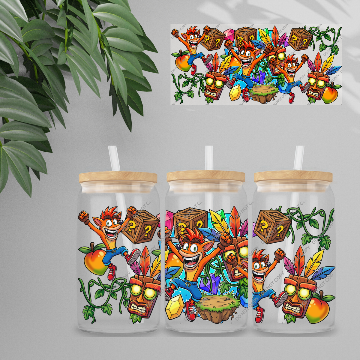 Double Sided UVDTF Wrap | 16oz Tumbler Transfer | 24cm x 11cm | characters 185