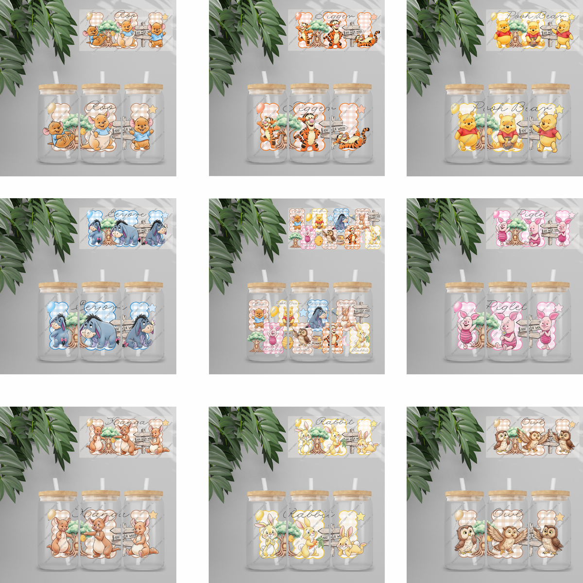 UVDTF Wrap - Gingham Honey Bear & Friends Double Sided | 16oz Tumbler Transfer
