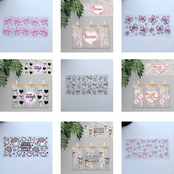 UVDTF Wrap - Cutesy & Bows Double Sided | 16oz Tumbler Transfer