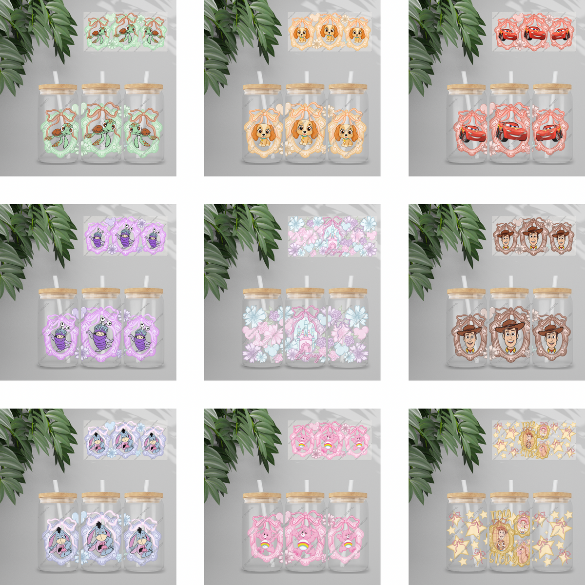 UVDTF Wrap - Cutesy Characters Double Sided | 16oz Tumbler Transfer