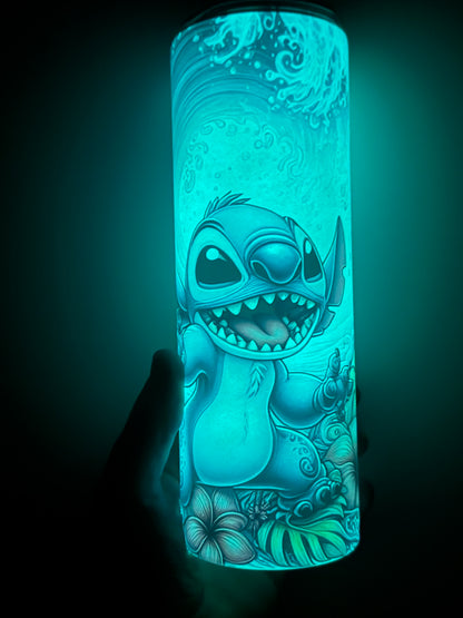 20oz Stainless Steel Tumbler | Insulated Drinkware | Glow in The Dark | Blue Alien