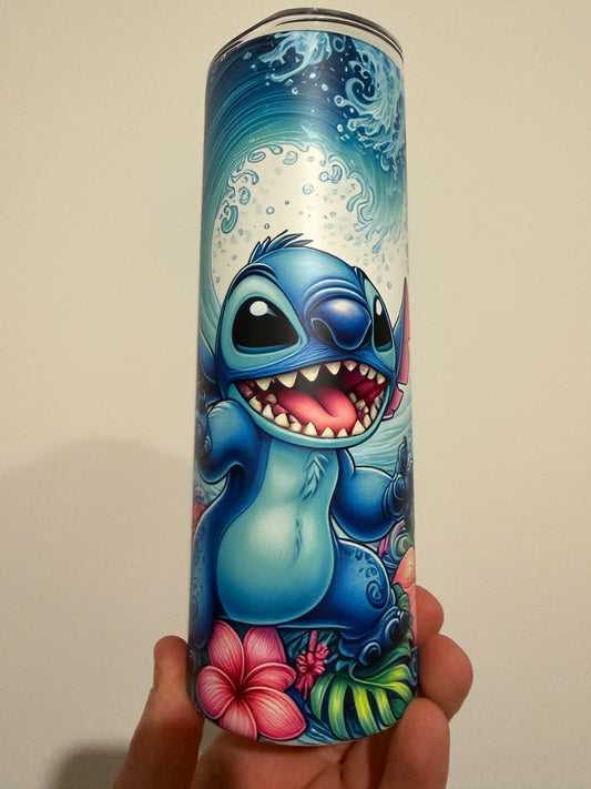 20oz Stainless Steel Glow in dark Tumbler (Blue Alien)