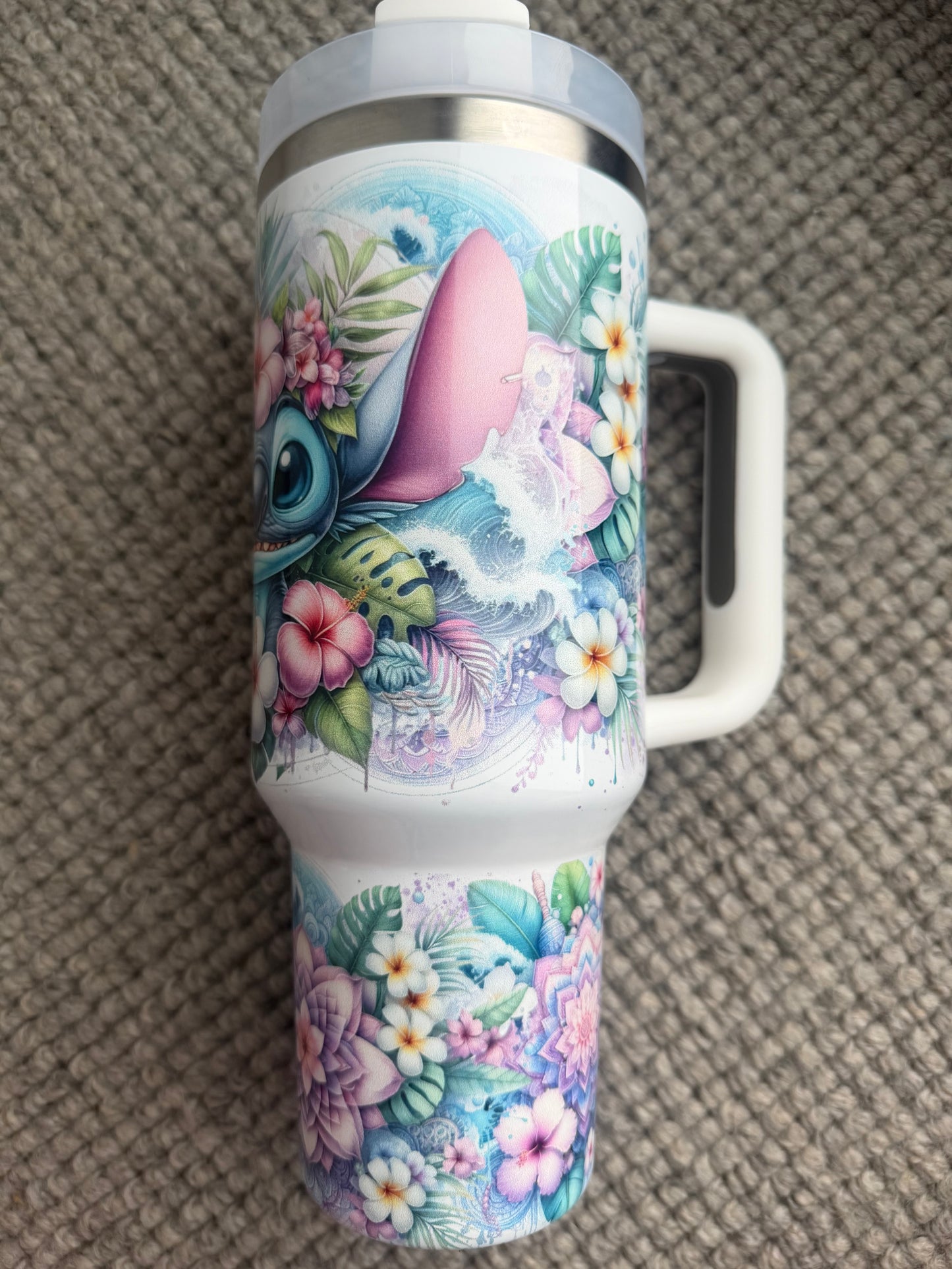 40oz Stainless Steel Tumbler (Tropical Blue Alien)