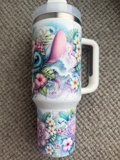 40oz Stainless Steel Tumbler | Insulated Drinkware | Tropical Blue Alien