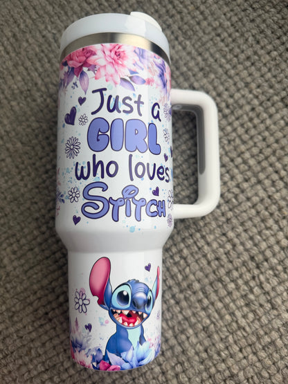40oz Stainless Steel Tumbler | Insulated Drinkware | Girl who loves Blue Alien