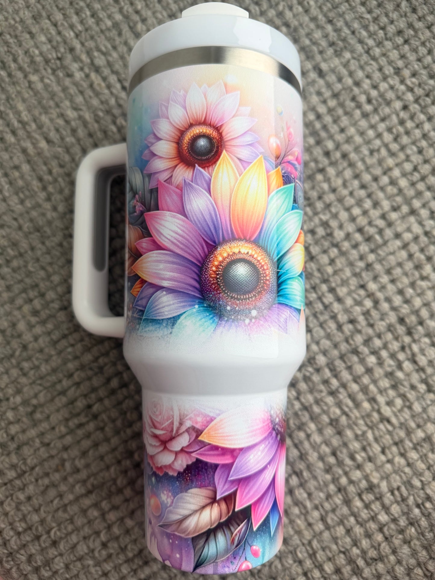 40oz Stainless Steel Tumbler (Pastel Mandala Flowers)