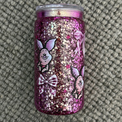 16oz Acrylic Snow Globe Tumbler | Pink Pig