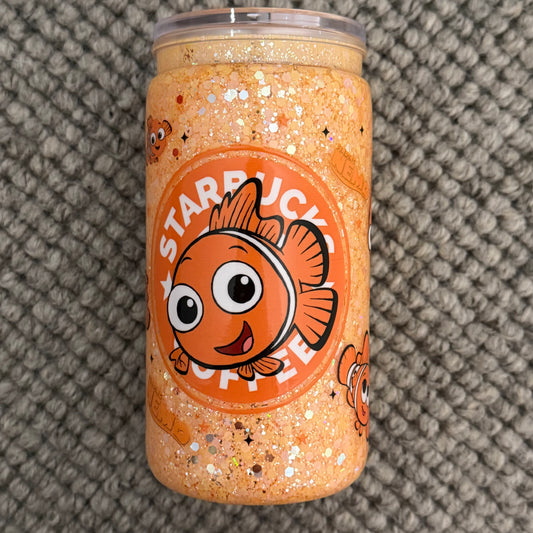 ❄️ 16oz Acrylic Snow Globe Tumbler (finding orange fish)