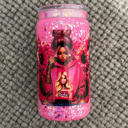 ❄️ 16oz Acrylic Snow Globe Tumbler (tattoo barbie)