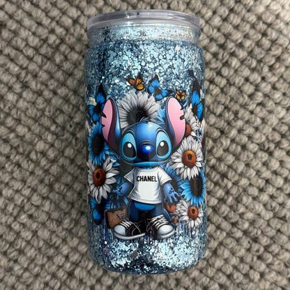 16oz Acrylic Snow Globe Tumbler | Blue alien designer