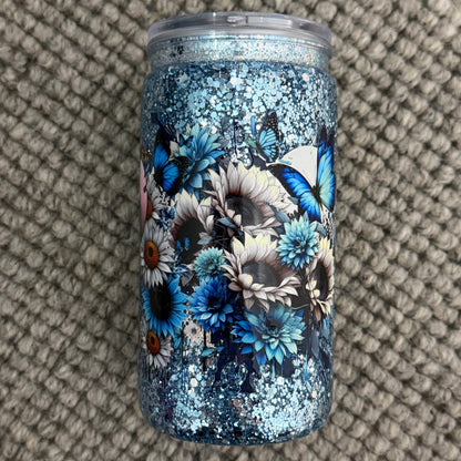 16oz Acrylic Snow Globe Tumbler | Blue alien designer