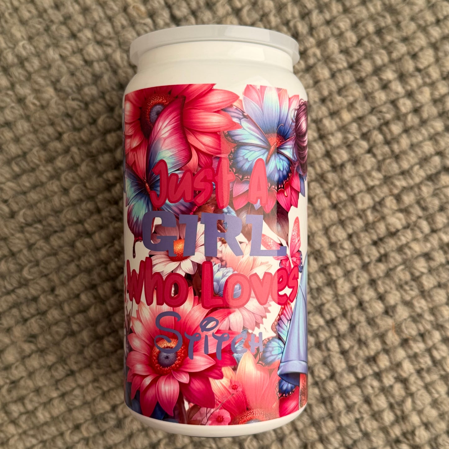 16oz Insulated Stainless Steel Tumbler (Girl who loves blue alien)