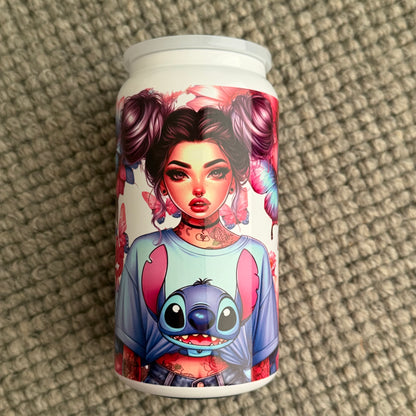 16oz Stainless Steel Tumbler | Insulated Drinkware | Girl who loves blue alien