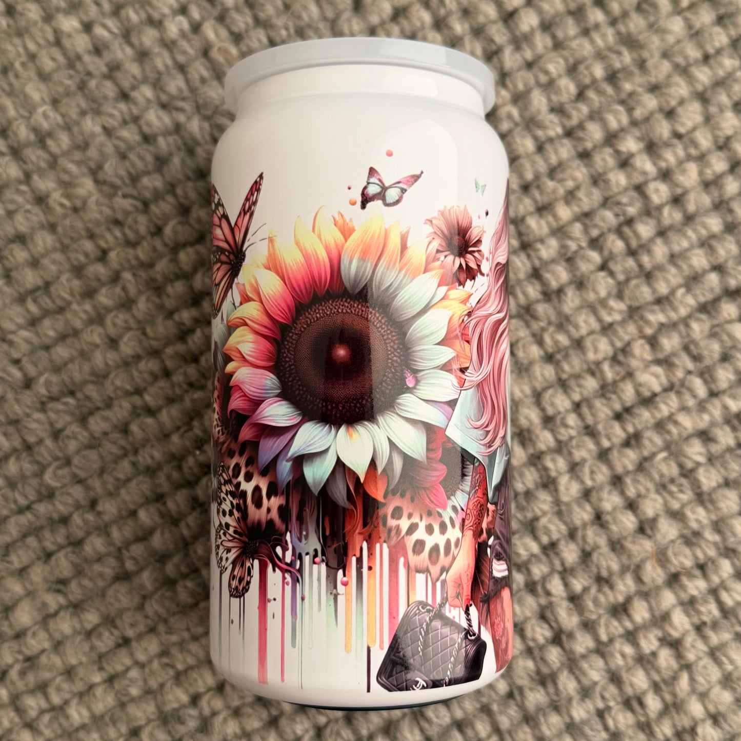 16oz Insulated Stainless Steel Tumbler (broke but bougie tattoo girl)