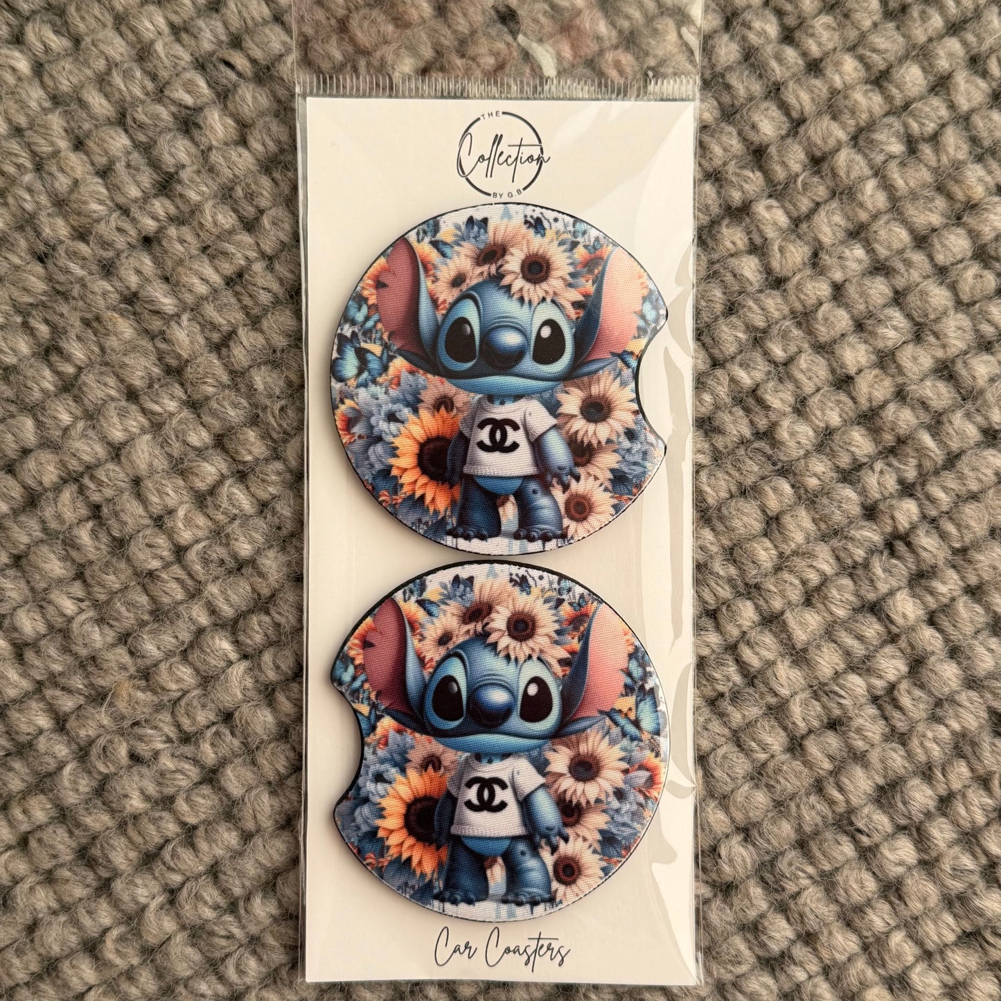 Car Coaster Set (blue alien yellow sunflower)