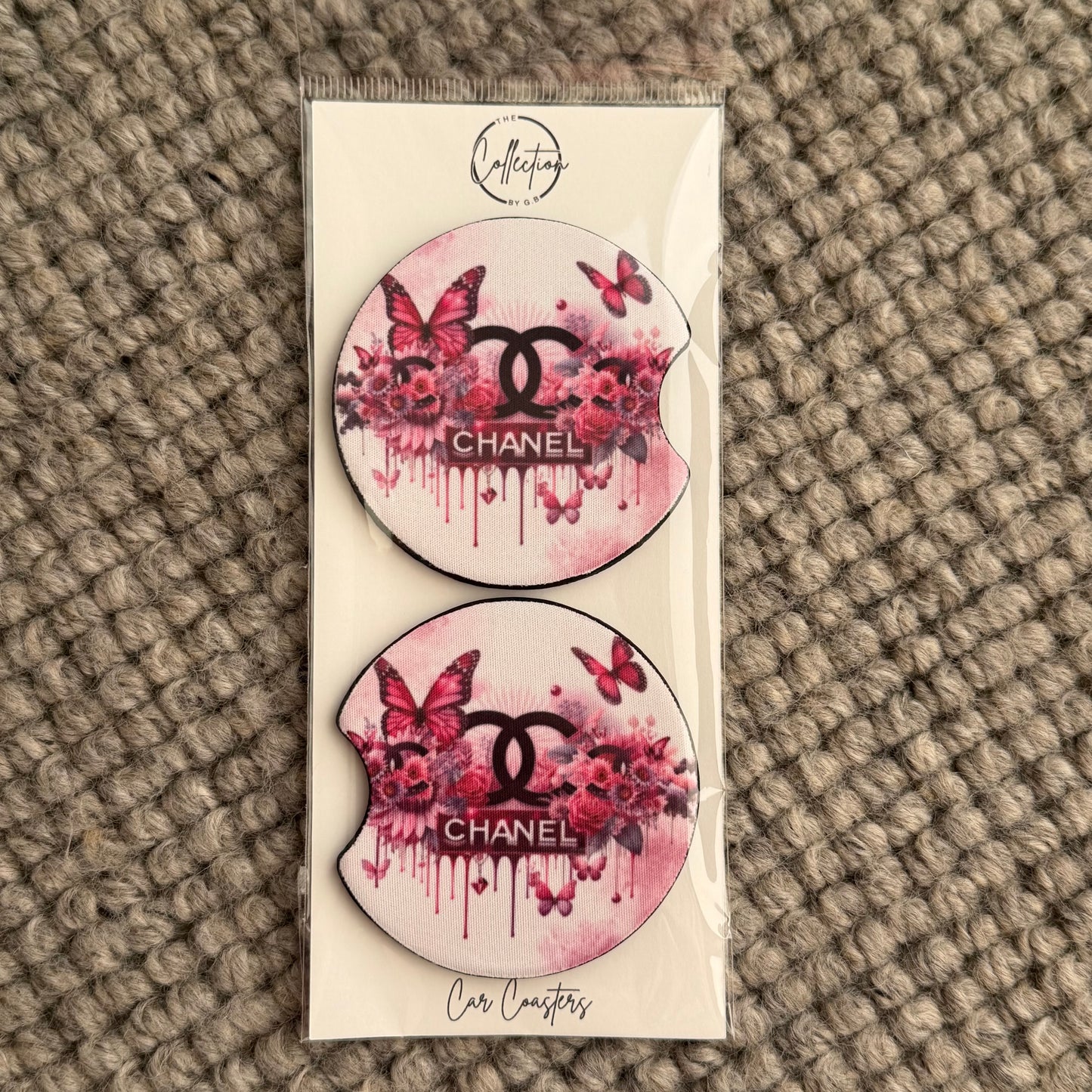 Car Coaster Set (CC pink butterflies)