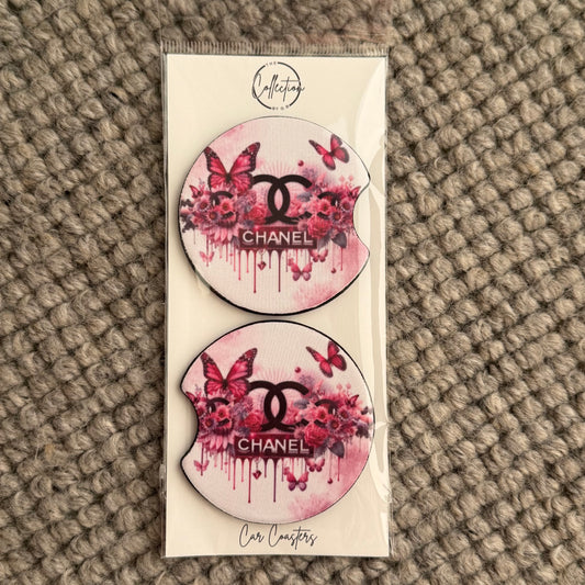 Car Coaster Set (CC pink butterflies)