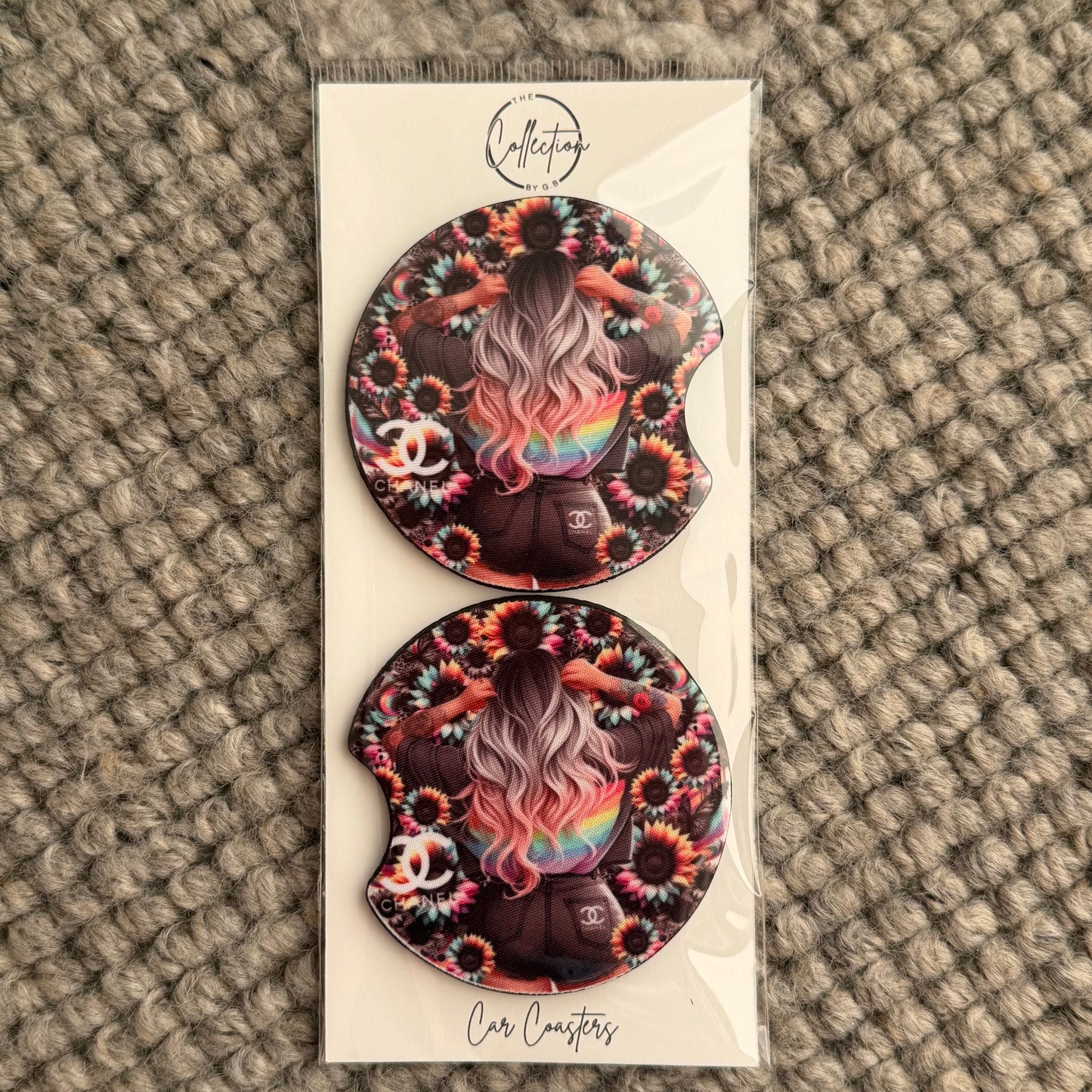 Car Coaster Set (CC tattoo girl rainbow top)