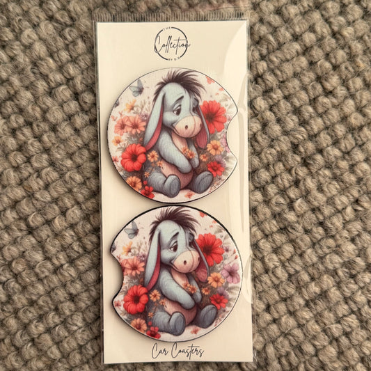 Car Coaster Set (grey donkey flowers)