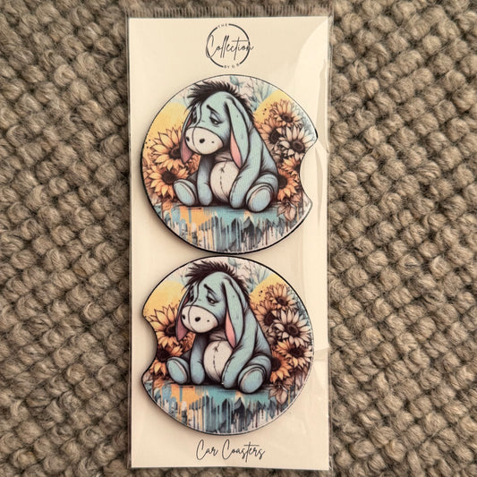 Car Coaster Set (grey donkey sunflower)