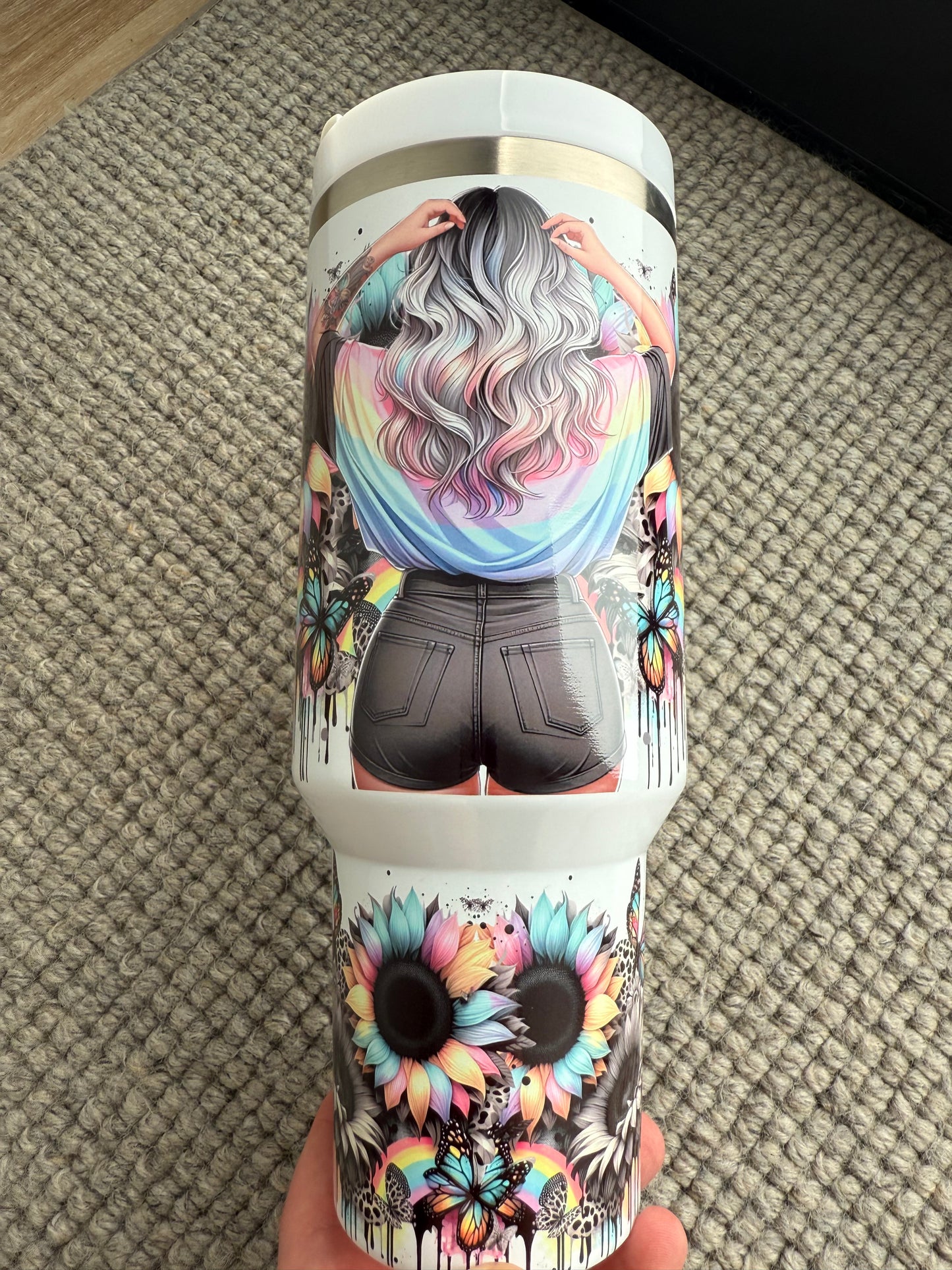 40oz Stainless Steel Tumbler (Pastel Tattoo Girl)