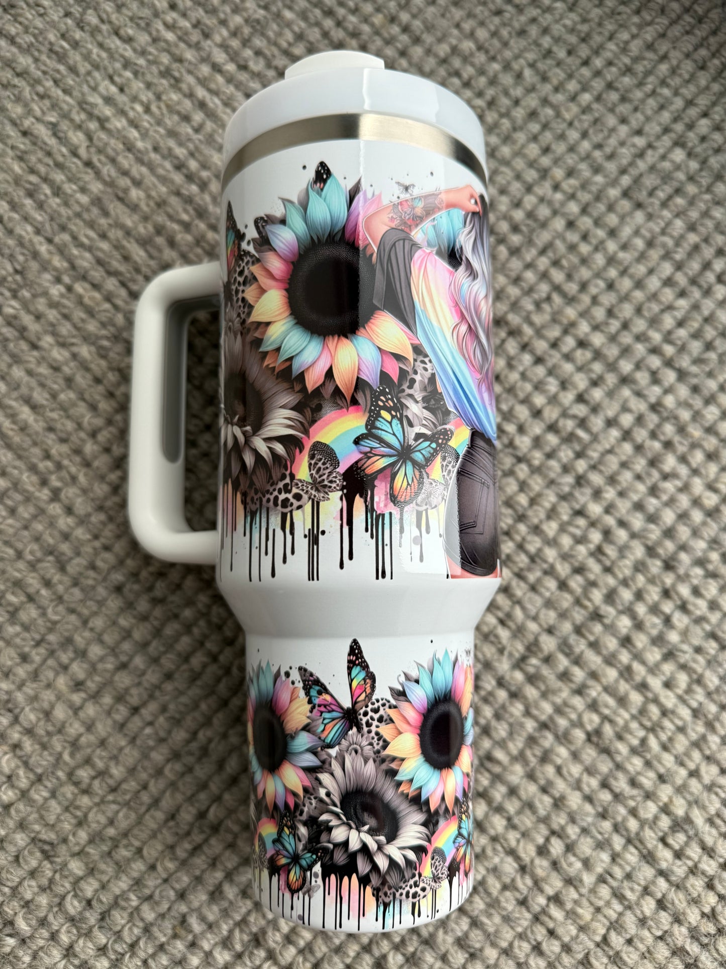 40oz Stainless Steel Tumbler (Pastel Tattoo Girl)