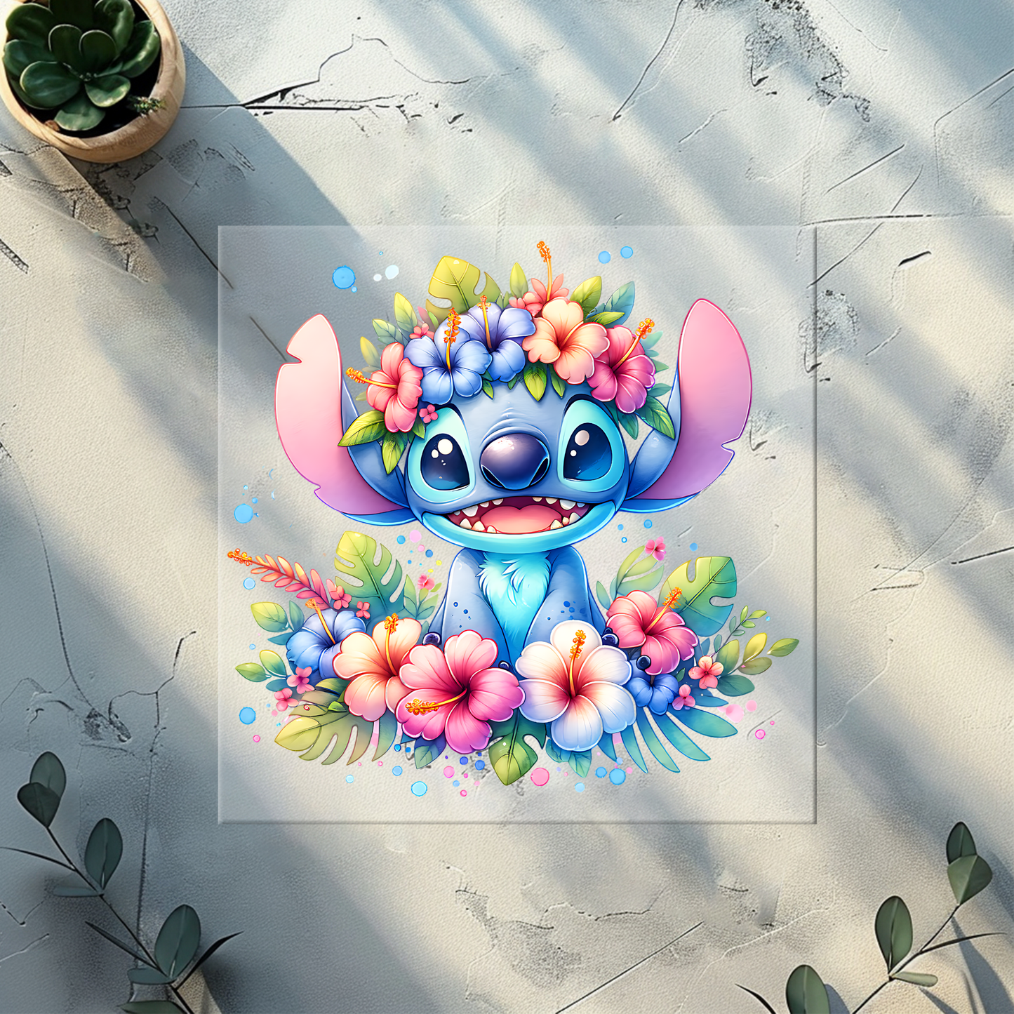 DTF plus pocket print (blue Alien flowers)