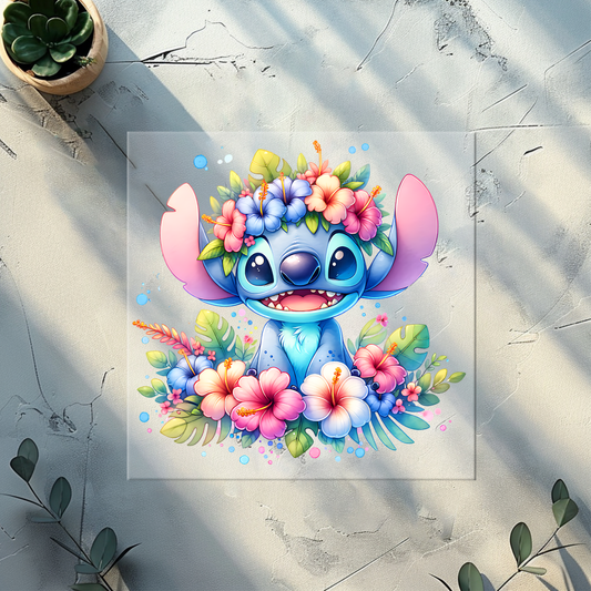 DTF plus pocket print (blue Alien flowers)