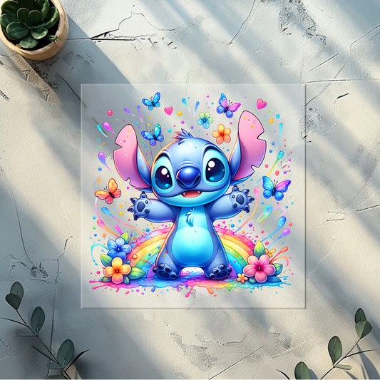 DTF plus pocket print (blue Alien Rainbow paint)