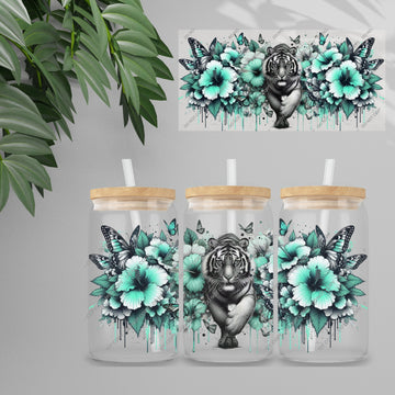 Wolf Teal Floral