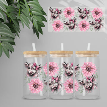 Pink Floral Cow