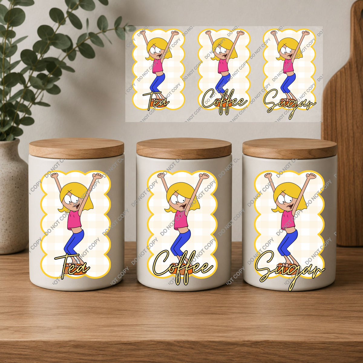 Tea, Coffee & Sugar Canister Double Sided | UVDTF Wrap Set